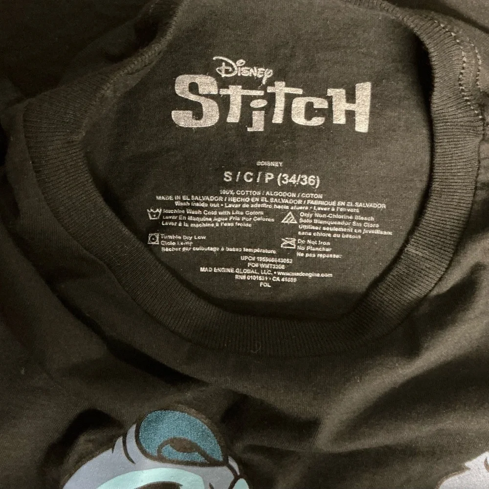 Disney Black and Blue Short Sleeve Tee with Relaxed Stitch Design